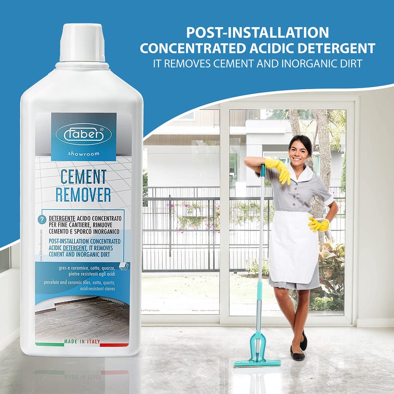 FABER Cement Remover for Tiles â€“ Fast Acting Grout Haze Remover - Cement and Concrete Dissolver â€“ 1 Liter Liquid - ECO Formula, Gentle Scent - Solvent Adhesives Remover & Efflorescence Remover - Image 5